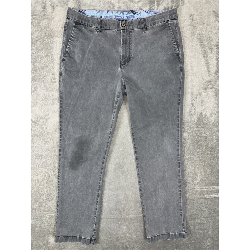 Tommy Bahama Chino Pants Mens Tag 36x30‎ Gray Straight Slim Stretch Tencel